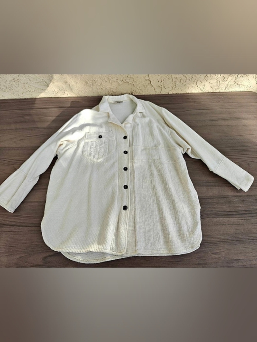 Vintage FITZ Cream Button Down Shirt Cotton 100%